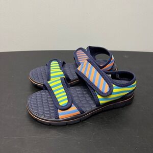 Lands End Kids Youth Sz 1 Hook Loop Strap Sport Sandals Multicolor Beach Pool